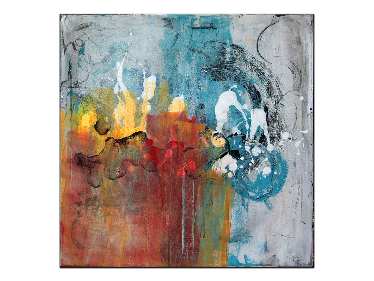 Moderne slike u galeriji MAG - apstraktna slika U vatri i ledu akril na napetom platnu 70x70 cm