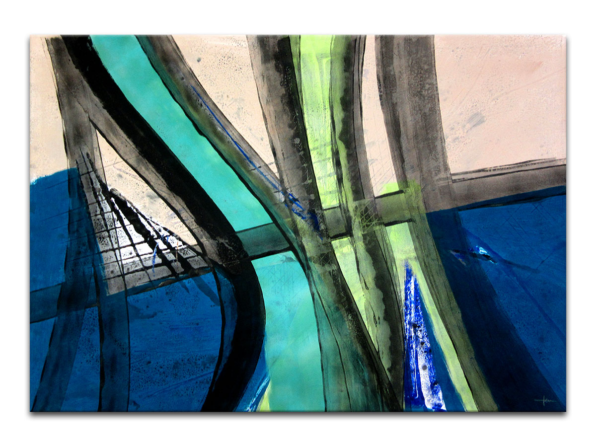 Moderne slike u galeriji MAG - apstraktna slika Tirkizna rijeka akril na hameru 100x70 cm
