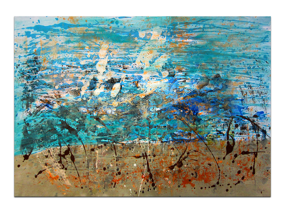 Moderne slike u galeriji MAG - apstraktna slika Tirkizna ciklona akril na hameru 100x70 cm