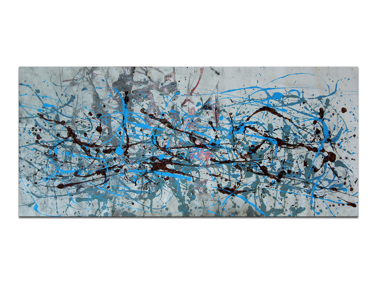 Moderne slike u galeriji MAG - apstraktna slika Obrisi plavetnila akril na platnu 130x55 cm