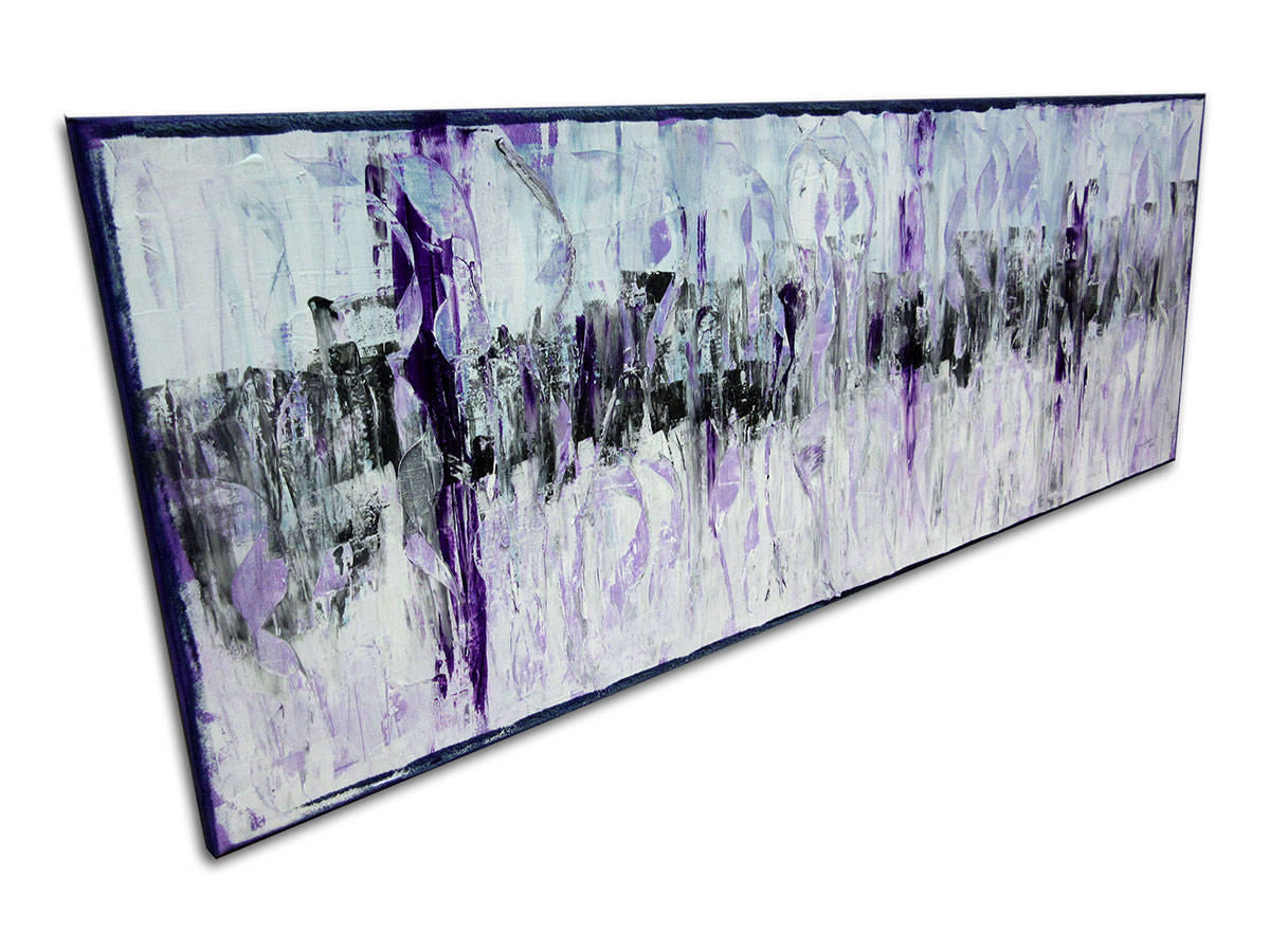 Moderne slike velikog formata u ponudi galerije MAG - apstraktna slika Ljubičasta rapsodija akril na platnu 130x50 cm