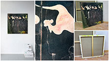 Detalj slike i prikaz slike u modernom interijeru galerije slika