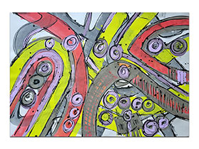 Moderne slike u galeriji MAG - apstraktna slika Organski mehanizmi akril na hameru 100x70 cm