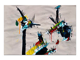 Moderne slike u galeriji MAG - apstraktna slika Mitska bića akril na hameru 100x70 cm