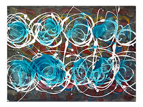 Moderne slike u galeriji MAG - apstraktna slika Tirkizni vrtlozi akril na napetom platnu 80x60 cm