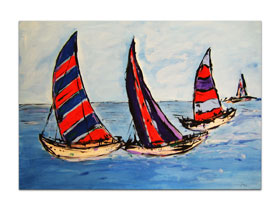 Galerije umjetnina - MAG galerija - umjetnička slika Jedrilice Akril na hameru 100x70 cm