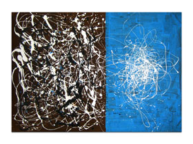 Apstraktni ekspresionizam slike u galeriji MAG - apstraktna slika Dvostruka vizija akril na hameru 100x70 cm