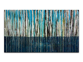 Moderne slike u galeriji MAG - apstraktna slika Tirkizni slapovi III akril na napetom platnu 140x80 cm