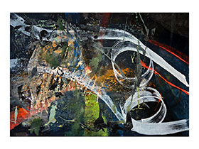 Moderne slike u galeriji MAG - apstraktna slika Reljef obećanog sunca akril na hameru 100x70 cm