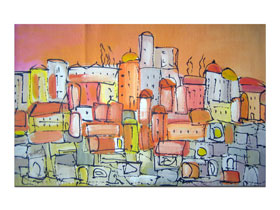 Galerija umjetnina i modernih slika MAG - Osunčani grad - umjetnička slika na platnu 75x50 cm