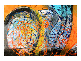 Moderne slike u galeriji MAG - apstraktna slika Vatreni vrtlozi akril na hameru 100x70 cm