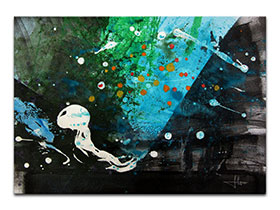 Moderne slike u galeriji MAG - apstraktna slika Dubinska lutanja akril na hameru 40x30 cm