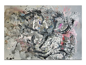 Moderne slike u galeriji MAG - apstraktna slika Izričaj stvarnosti akril na hameru 100x70 cm