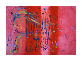 Apartmani uređenje slikama iz galerije MAG - apstraktna slika Miris ruže akril na hameru 100x70 cm