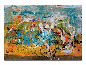 Moderne slike u galeriji MAG - apstraktna slika Tajne budućnosti akril na hameru 70x50 cm