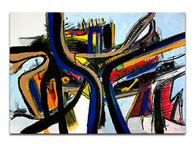 Moderne slike u galeriji MAG - apstraktna slika U ciljnoj ravnini akril na hameru 100x70 cm