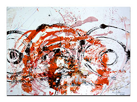 I dizajneri interijera kupuju slike u galeriji MAG - apstraktna slika Krugovi svjetla akril na hameru 40x29 cm