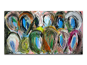 Moderne slike u galeriji MAG - apstraktna slika Šaroliko društvo IV akril na napetom platnu 90x50 cm