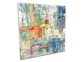 Moderno uređenje interijera slikama iz ponude galerije MAG - apstraktna slika Ljetne nijanse akril na platnu 70x70 cm