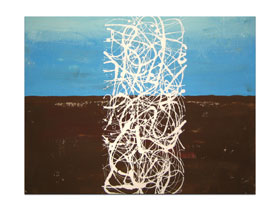 Umjetničke galerije Split - MAG galerija - originalna apstraktna slika Uspon prema nebu akril na platnu 105x85 cm