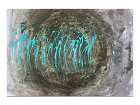 Moderne slike u galeriji MAG - apstraktna slika Tirkizni plesači akril na hameru 100x70 cm