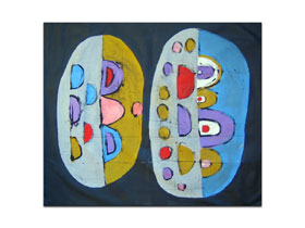 Moderna Galerija slika MAG galerija - Veseli oblutci - apstraktna slika na platnu 90x75 cm