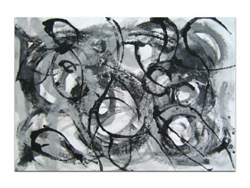 Opremanje interijera slikama galerije MAG - apstraktna slika Tajnovita šuma Akril na hameru 100x70 cm