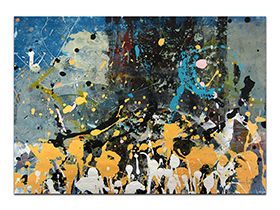 Moderne slike u galeriji MAG - apstraktna slika Zvuci svemira akril na hameru 42x29 cm