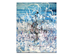 Opremanje apartmana slikama iz galerije MAG - Nebo iznad grada - moderna apstraktna slika na platnu 100x75 cm