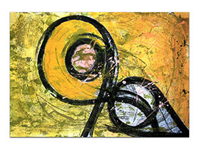 Moderne slike u galeriji MAG - apstraktna slika Poslanik sunca akril na hameru 100x70 cm