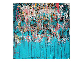 Moderne slike u galeriji MAG - apstraktna slika Tirkizna kiša Akril na platnu 50x50 cm