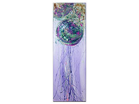 Moderne slike u galeriji MAG - apstraktna slika Ljubičasti maslačci akril na napetom platnu 105x35 cm