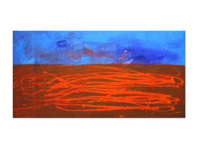 Design interijera slikama iz ponude galerije MAG - apstraktna slika Gorimo zajedno akril 110x55 cm