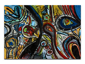 Moderne slike u galeriji MAG - apstraktna slika Rajski vrt akril na hameru 100x70 cm