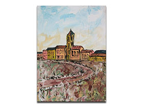 Slike pejzaža Istre u ponudi galerije MAG - Umjetnička slika Istarsko selo akril na platnu 70x50 cm