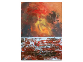 Design interijera slikama galerije MAG - moderna apstraktna slika Plamti u daljini akril na hameru 100x70 cm