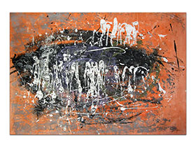 Moderne slike u galeriji MAG - apstraktna slika U vatri i dimu akril na hameru 100x70 cm