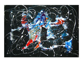 Apartmani uređenje slikama iz galerije MAG - apstraktna slika Noćne tajne akril na hameru 100x70 cm