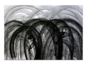 Moderne slike u galeriji MAG - apstraktna slika Oblaci u kojima živimo akril na hameru 100x70 cm