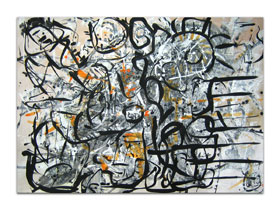 Stan uređenje slikama iz galerije MAG - apstraktna slika Konsekvenca Akril na hameru 100x70 cm