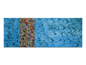 Galerija slika Zagreb - MAG galerija - apstraktna slika na platnu 140x45 cm - Morski spektar