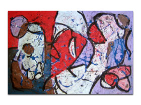 Moderan dizajn interijera apstraktnim slikama u prodaji online galerije MAG - Arhaična stvarnost , slika na platnu 90x60 cm