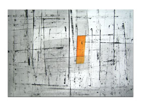 Slike za spavaće sobe u ponudi galerije MAG - apstraktna slika Orange dip 1 Akril na hameru 100x70 cm