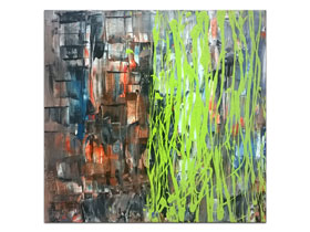 Dnevni boravak uređenje slikama u prodaji galerije MAG - apstraktna slika Dolazak akril na platnu 60x60 cm