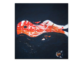 Uređenje interijera modernim slikama prodajne galerije MAG - Apstraktna slika na platnu - Crveni kit u crnom moru