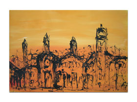 Umjetničke slike prodaja u galeriji MAG - originalna apstraktna slika Katedrale akril na hameru 100x70 cm