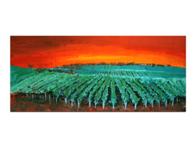 Galerije umjetnina MAG - umjetnička slika Vinograd u suton akril na platnu 150x60 cm