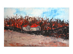 Galerija umjetnina MAG - umjetnička slika Vatrena šuma akril na platnu 70x40 cm