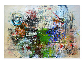 Moderne slike u galeriji MAG - apstraktna slika Zmajevo gnijezdo akril na hameru 100x70 cm