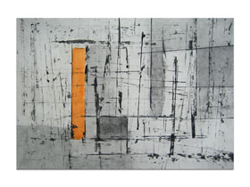 Originalne slike u ponudi galerije MAG - apstraktna slika Orange dip 2 Akril na hameru 100x70 cm